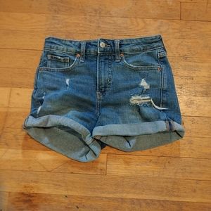 COPY - Old Navy High Rise Ripped Blue Jean Shorts